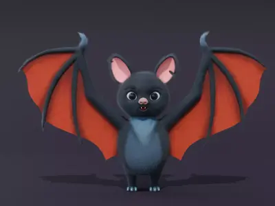 Cartoon Bat Low-poly 3D model