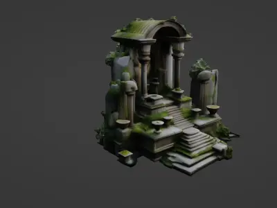 Ancient Mountain Shrine Ruins 3D model