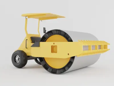 Road roller machine  isolated on white Low-poly 3D model