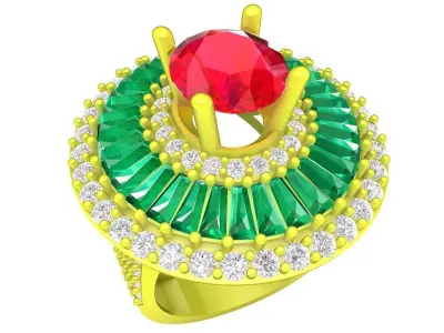 Luxury Round Halo Cocktail Ring 3D Model 4305 3D print model