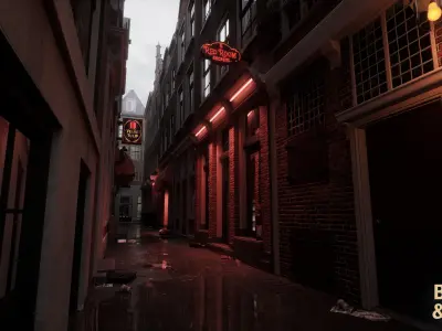 Modular Amsterdam City Street Low-poly 3D model