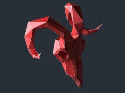 goat skul lowpoly 3D print model Low-poly 3D model