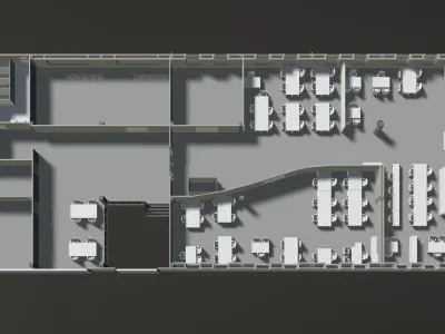 Office plan in building cut 3D model