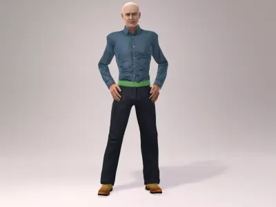 Realistic Old Man 3D Character Model  Rigged  Game Ready Low-poly 3D model
