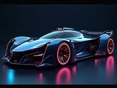 Cyberpunk Hypercar 3D Model Futuristic Neon Supercar Low-poly 3D model