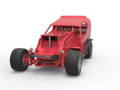 Vintage Dirt Modified stock car Version 4 Scale 1 to 25 3D print model