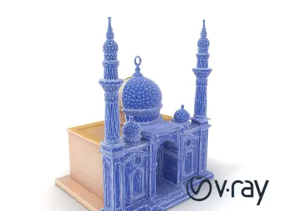 Symmetrical Stone Mosque Architecture model pack Low-poly 3D model
