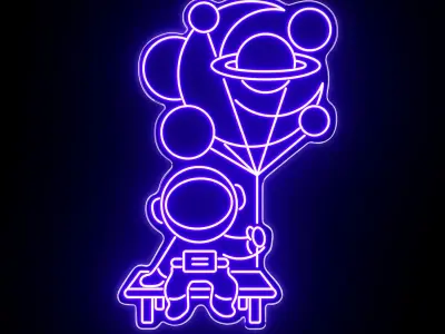 Balloon Astronaut Neon Sign 3D model purchase