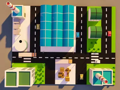 Low Poly factory- Low Poly Assets Low-poly 3D model Low-poly 3D model