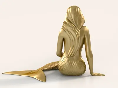 Mermaid Sculpture 3D Model Low-poly 3D model