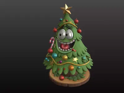 Christmas Tree Cartoon Playful Festive STL Model 3D print model