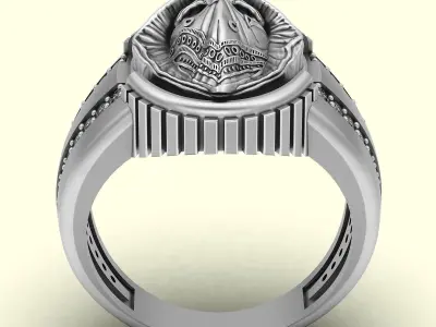 Skull hood rap ring silver gold printable jewelry 3D model 3D print model