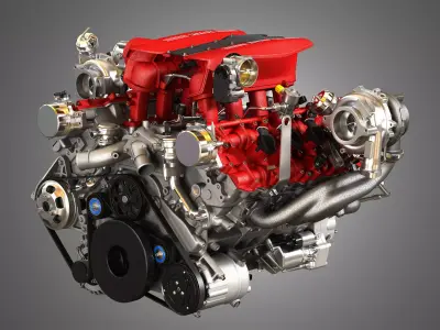 488 GTB Engine - V8 Twin Turbo Engine  3D model