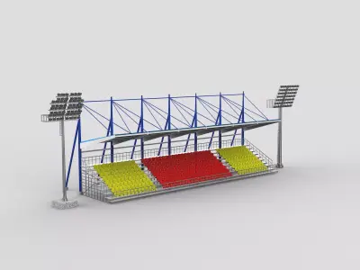 Stadium seating tribune with light  3D model