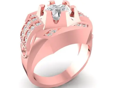 Luxury Crown Style Diamond Men Ring 3D Model 2785 3D print model