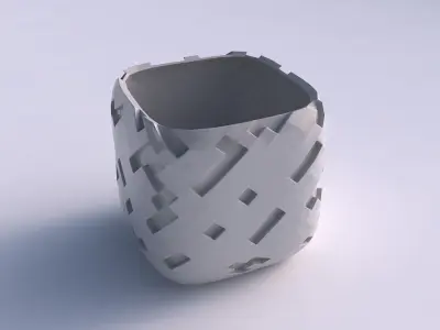 Vase quadratic stumpy with cavities  3D print model