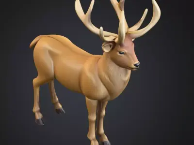 Stylized 3D Deer Model Low Poly Game Ready Animal Low-poly 3D model