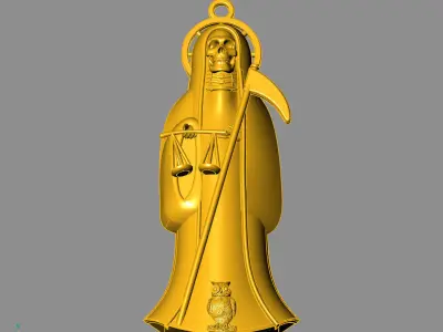 Holy Death Mid Size Pendant 3D STL 3DM Skull Santa Muerte 3D  3D print model