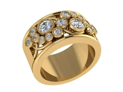 Ring182 gold ring with diamonds 3D print model