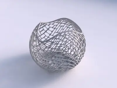 Bowl Spheric wavy with lattice tiles 3D print model