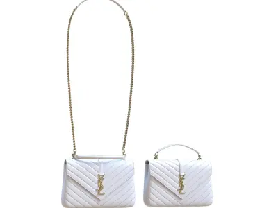 YSL Saint Laurent College Medium Chain Bag White Low-poly 3D model