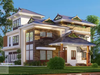 modern traditional house design 3D model