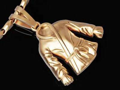 karate dress Kimono pendant Sculpture jewelry gold 3D print model
