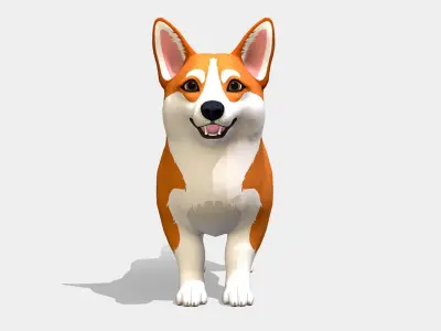 Cartoon Dog - Corgi Low-poly 3D model