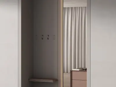 246 hallway zone 08 minimal hall with big stand mirror 01 3D model