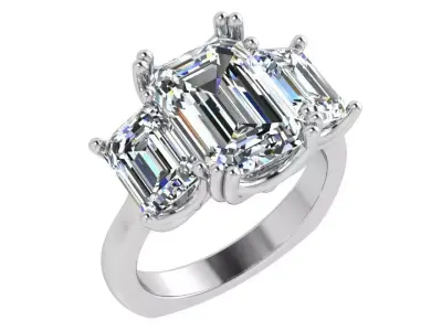 3 Stone Emerald Diamond Ring 4491 3D print model