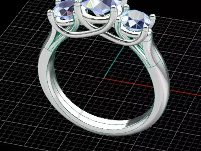 free 3 diamond engagement jewelry ring Free 3D print model
