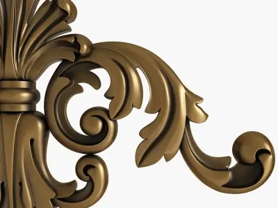 Decor pair of ornate gold ornaments 3D model