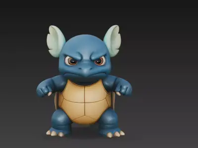 Chibi Turtle Warrior  Stylized 3D Character Model Low-poly 3D model