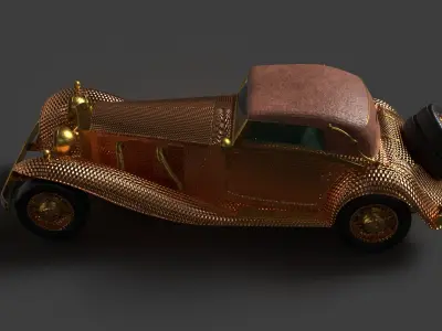 Golden vintage car 3D model