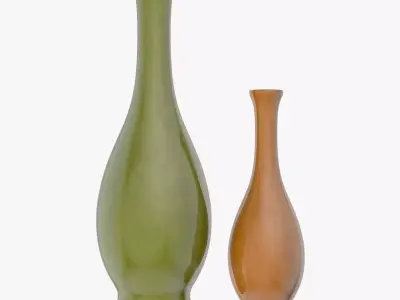 Two Green and Brown Vases 3D model