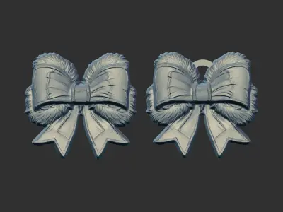 christmas ribbon bow decor 1  3D print model