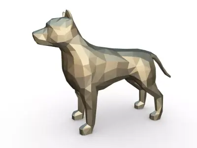 pit bull low poly 3D print model