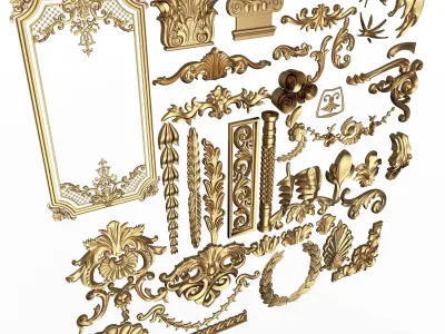 Collection of 40 Classic Carvings 01 Low-poly 3D model