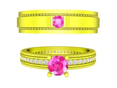 7403 luxury korean style diamond wedding rings 3D print model