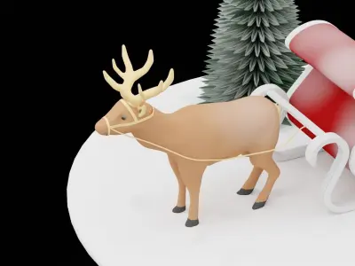 Christmas Reindeer Low-poly 3D model