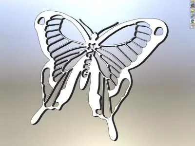 butterfly on plant Free 3D model