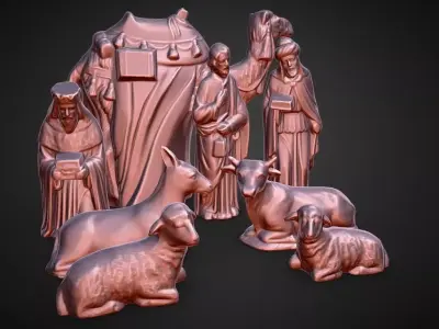 nativity scene wise men 3D print model