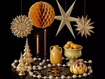 Christmas decorative set 3D model