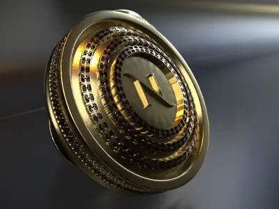 Luxury Cufflink with alphabet N 3D print model