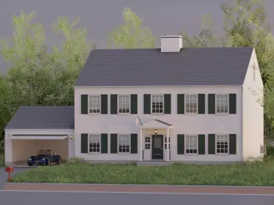 Colonial  House Free low-poly 3D model