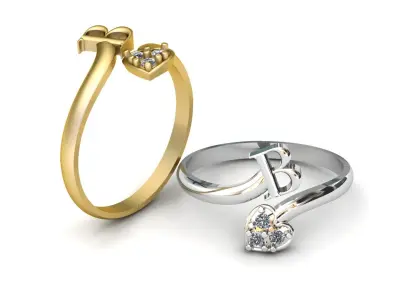 Satylish Proposal Alphabets Ring 3d Printable Model 3D print model