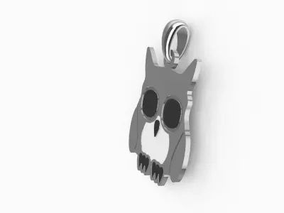 Owl Enamel Pendant 3D model Texture 3D print model