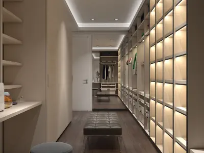 Modern Walk-in Closet  Dressing Room 3D model