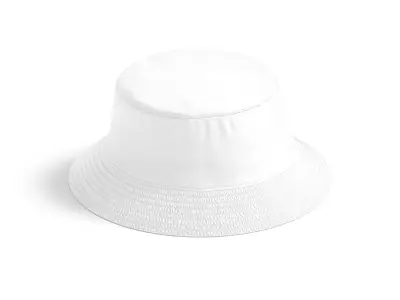 White Bucket Hat - summer head wear panama 3D model