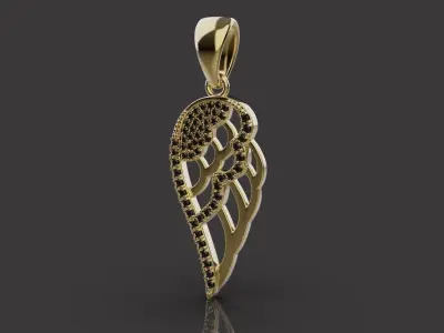 Diamond angel wing pendant necklace 0079 3D print model